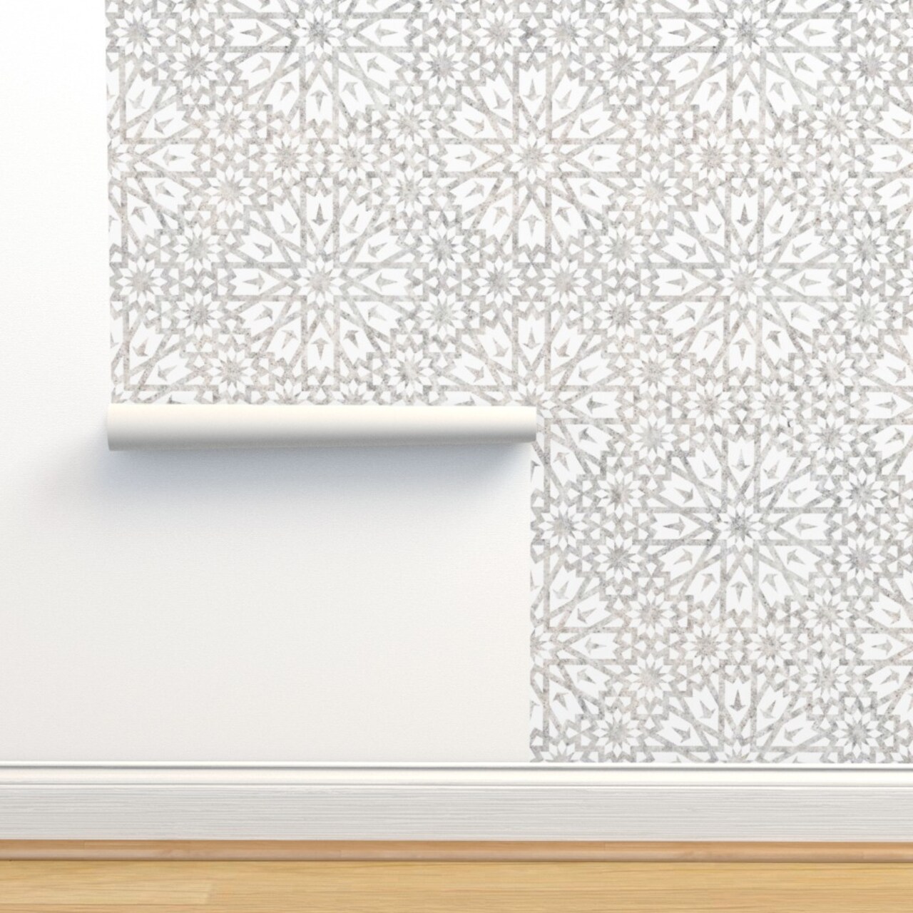 Moroccan Sand Tiles Geometric Home Decor Painted Bohemian Boho Style Custom Removable Wallpaper by Spoonflower Peel & Stick Wallpaper 2FT Wide